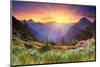 Sunset in Mountain Landscape-null-Mounted Art Print