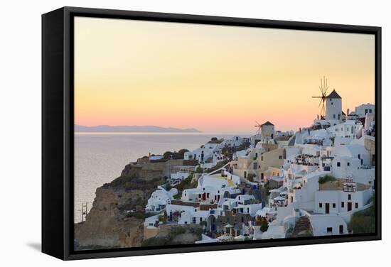 Sunset in Oia, Santorini, Cyclades, Greeced-Katja Kreder-Framed Stretched Canvas