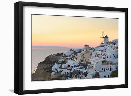 Sunset in Oia, Santorini, Cyclades, Greeced-Katja Kreder-Framed Photographic Print