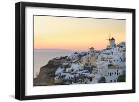 Sunset in Oia, Santorini, Cyclades, Greeced-Katja Kreder-Framed Photographic Print