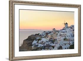 Sunset in Oia, Santorini, Cyclades, Greeced-Katja Kreder-Framed Photographic Print