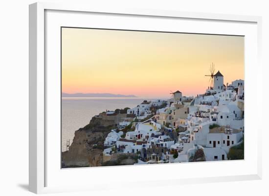 Sunset in Oia, Santorini, Cyclades, Greeced-Katja Kreder-Framed Photographic Print