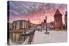 Sunset in Old Town of Gdansk at Motlawa River, Poland-Patryk Kosmider-Stretched Canvas