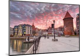 Sunset in Old Town of Gdansk at Motlawa River, Poland-Patryk Kosmider-Mounted Photographic Print