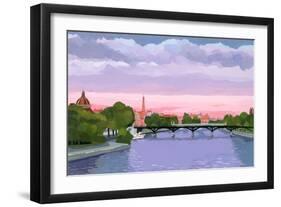 Sunset in Paris, the Seine river-Hiroyuki Izutsu-Framed Giclee Print