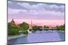 Sunset in Paris, the Seine river-Hiroyuki Izutsu-Mounted Giclee Print