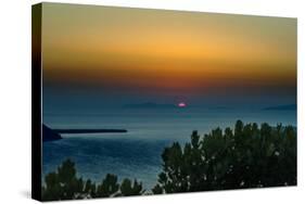 Sunset in Santorini Greece-null-Stretched Canvas