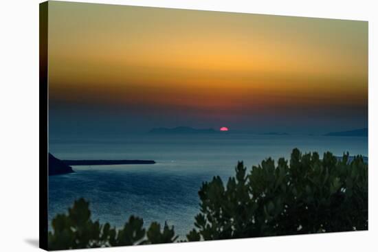 Sunset in Santorini Greece-null-Stretched Canvas