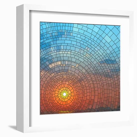 Sunset In Sea-Vertyr-Framed Art Print