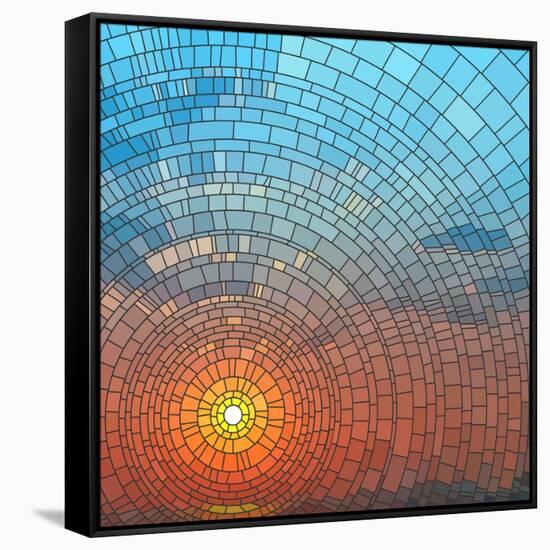 Sunset In Sea-Vertyr-Framed Stretched Canvas