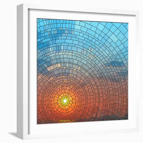 Sunset In Sea-Vertyr-Framed Art Print