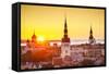 Sunset in Tallinn, Estonia at the Old City.-SeanPavonePhoto-Framed Stretched Canvas