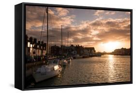Sunset in the Harbour at Weymouth, Dorset England UK-Tracey Whitefoot-Framed Stretched Canvas