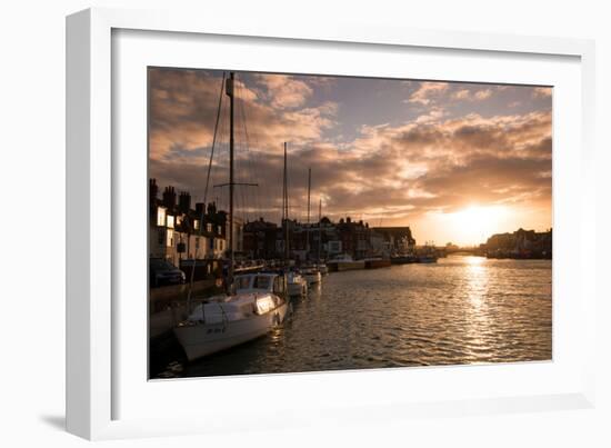 Sunset in the Harbour at Weymouth, Dorset England UK-Tracey Whitefoot-Framed Photographic Print
