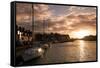 Sunset in the Harbour at Weymouth, Dorset England UK-Tracey Whitefoot-Framed Stretched Canvas