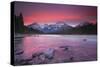 Sunset in the Mountains over a Lake-null-Stretched Canvas