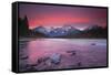 Sunset in the Mountains over a Lake-null-Framed Stretched Canvas