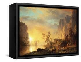 Sunset in the Rockies-Albert Bierstadt-Framed Stretched Canvas
