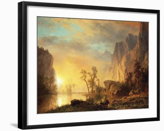 Sunset in the Rockies-Albert Bierstadt-Framed Giclee Print