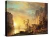 Sunset in the Rockies-Albert Bierstadt-Stretched Canvas