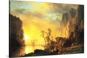 Sunset in the Rockies-Albert Bierstadt-Stretched Canvas