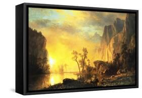 Sunset in the Rockies-Albert Bierstadt-Framed Stretched Canvas