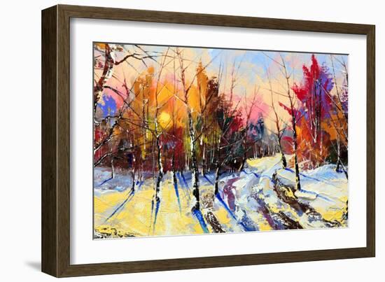 Sunset In Winter Wood-balaikin2009-Framed Art Print