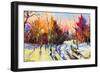 Sunset In Winter Wood-balaikin2009-Framed Art Print