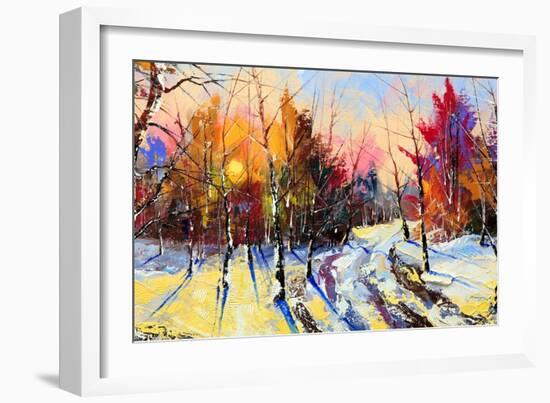 Sunset In Winter Wood-balaikin2009-Framed Art Print