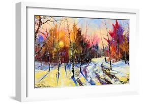Sunset In Winter Wood-balaikin2009-Framed Art Print
