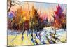 Sunset In Winter Wood-balaikin2009-Mounted Art Print