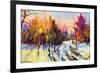 Sunset In Winter Wood-balaikin2009-Framed Art Print