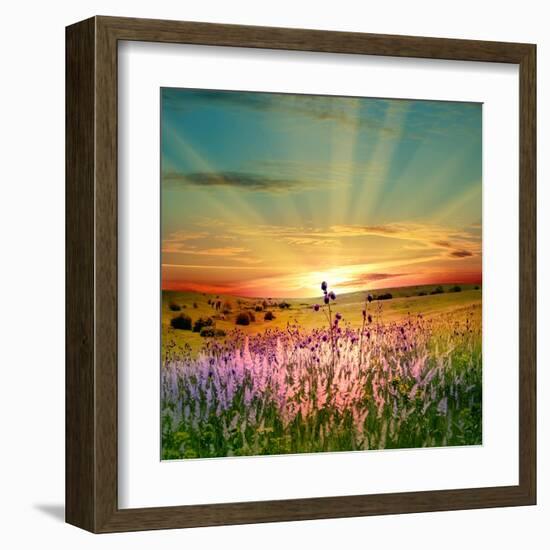 Sunset Is In The Field-nadiya_sergey-Framed Art Print