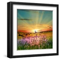 Sunset Is In The Field-nadiya_sergey-Framed Art Print