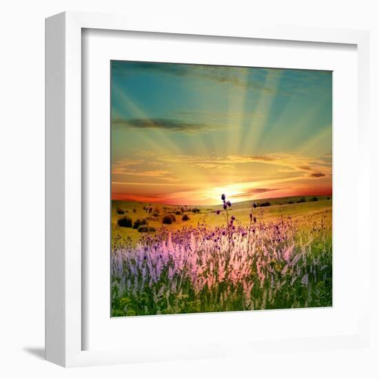 Sunset Is In The Field-nadiya_sergey-Framed Art Print