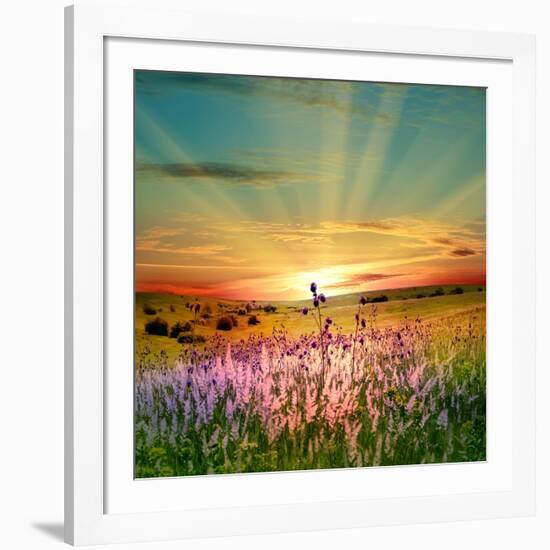 Sunset Is In The Field-nadiya_sergey-Framed Art Print