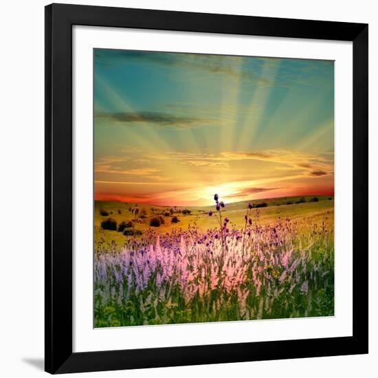 Sunset Is In The Field-nadiya_sergey-Framed Art Print