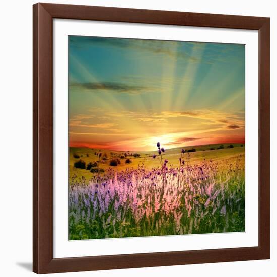 Sunset Is In The Field-nadiya_sergey-Framed Art Print