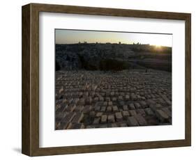 Sunset, Jewish Cemetery, Mount of Olives, Jerusalem, Israel, Middle East-Christian Kober-Framed Photographic Print