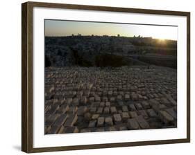 Sunset, Jewish Cemetery, Mount of Olives, Jerusalem, Israel, Middle East-Christian Kober-Framed Photographic Print