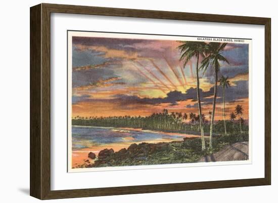 Sunset, Kalapana Black Sands, Hawaii-null-Framed Art Print