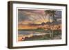 Sunset, Kalapana Black Sands, Hawaii-null-Framed Art Print