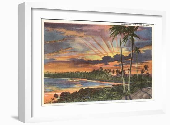 Sunset, Kalapana Black Sands, Hawaii-null-Framed Art Print