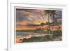 Sunset, Kalapana Black Sands, Hawaii-null-Framed Premium Giclee Print