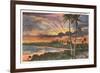 Sunset, Kalapana Black Sands, Hawaii-null-Framed Premium Giclee Print