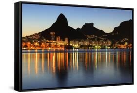 Sunset Lagoon Rodrigo De Freitas (Lagoa), Mountain, Rio De Janeiro, Brazil-jantroyka-Framed Stretched Canvas