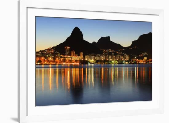 Sunset Lagoon Rodrigo De Freitas (Lagoa), Mountain, Rio De Janeiro, Brazil-jantroyka-Framed Photographic Print