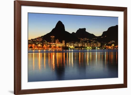 Sunset Lagoon Rodrigo De Freitas (Lagoa), Mountain, Rio De Janeiro, Brazil-jantroyka-Framed Photographic Print