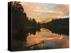 Sunset, Lake Matheson and Southern Alps, Westland, South Island, New Zealand, Pacific-Schlenker Jochen-Stretched Canvas