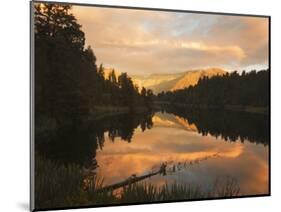 Sunset, Lake Matheson and Southern Alps, Westland, South Island, New Zealand, Pacific-Schlenker Jochen-Mounted Photographic Print